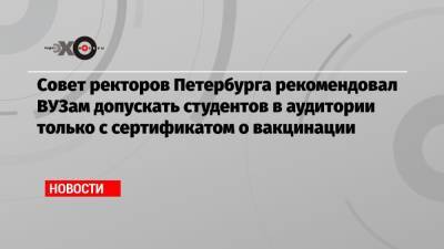 Совет ректоров Петербурга рекомендовал ВУЗам допускать студентов в аудитории только с сертификатом о вакцинации