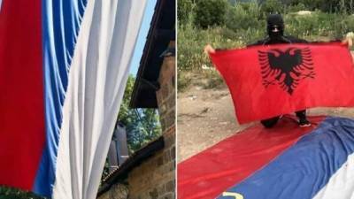 Албанцы выкрали флаг СПЦ из монастыря и надругались над ним