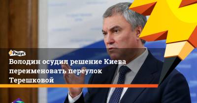 Володин осудил решение Киева переименовать переулок Терешковой