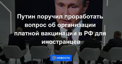 Путин поручил проработать вопрос об организации платной вакцинации в РФ для иностранцев