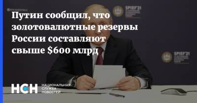 Путин сообщил, что золотовалютные резервы России составляют свыше $600 млрд
