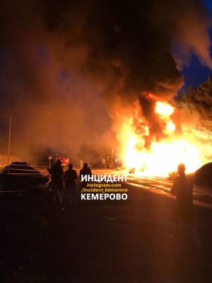 Пожар в Рудничном районе в Кемерове попал на видео