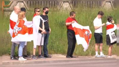 Протест сторонников белорусской оппозиции на границе