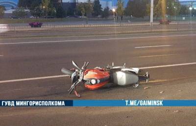 В Минске на проспекте Победителей мотоциклист и его пассажир пострадали в ДТП