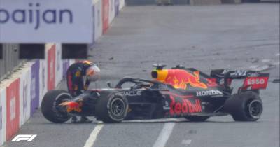 Серхио Перес выиграл Гран-При Азербайджана, Ферстаппен попал в аварию за пять кругов до финиша
