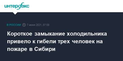 Короткое замыкание холодильника привело к гибели трех человек на пожаре в Сибири - interfax.ru - Москва - Иркутская обл. - Тайшет