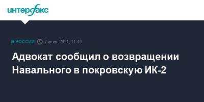 Адвокат сообщил о возвращении Навального в покровскую ИК-2