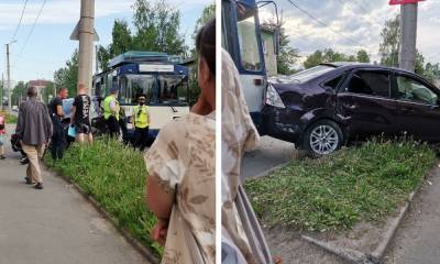 В Петрозаводске водитель врезался в столб, а потом в него врезался троллейбус