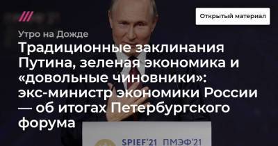 Традиционные заклинания Путина, зеленая экономика и «довольные чиновники»: экс-министр экономики России — об итогах Петербургского форума