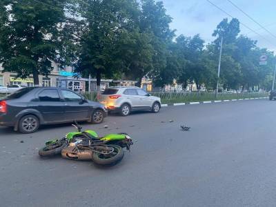 В ДТП в центре Рязани пострадал мотоциклист