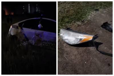 В Одессе машина полиции влетела в иномарку, запчасти разлетелись по дороге: видео с места аварии