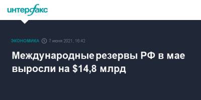 Международные резервы РФ в мае выросли на $14,8 млрд