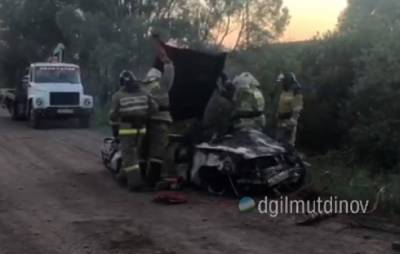 В Башкирии «шестерка» съехала в кювет и загорелась: погиб водитель