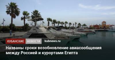 Названы сроки возобновление авиасообщения между Россией и курортами Египта