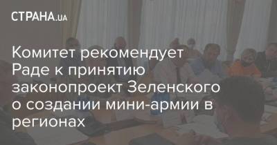Комитет рекомендует Раде к принятию законопроект Зеленского о создании мини-армии в регионах