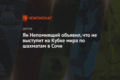 Ян Непомнящий объявил, что не выступит на Кубке мира по шахматам в Сочи