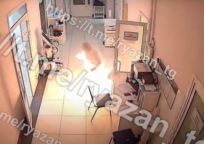 Появилось видео с моментом возгорания в рязанской больнице Семашко