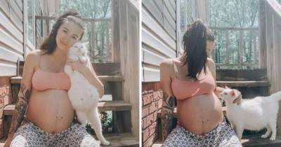 Беременная женщина спасла беременную кошку и родила с ней в один день