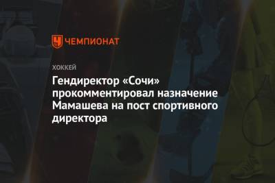 Гендиректор «Сочи» прокомментировал назначение Мамашева на пост спортивного директора