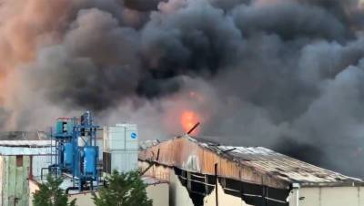 Появилось видео пожара на складах в Испании