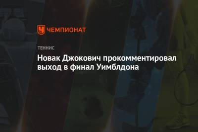 Новак Джокович прокомментировал выход в финал Уимблдона