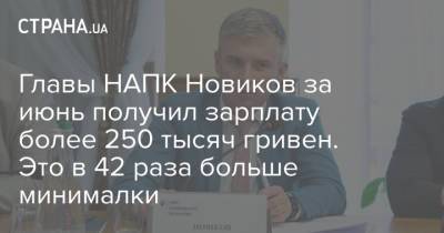 Главы НАПК Новиков за июнь получил зарплату более 250 тысяч гривен. Это в 42 раза больше минималки