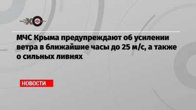 МЧС Крыма предупреждают об усилении ветра в ближайшие часы до 25 м/с, а также о сильных ливнях
