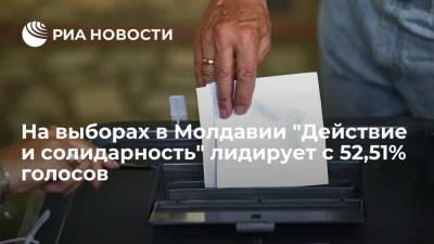 "Действие и солидарность" набирает 52,51% на выборах в Молдавии, подсчитано 99,5% протоколов
