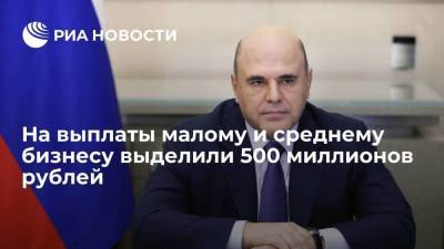 Мишустин заявил о выделении 500 миллионов рублей на выплаты для малого и среднего бизнеса