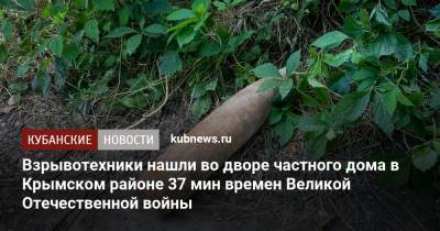 Взрывотехники нашли во дворе частного дома в Крымском районе 37 мин времен Великой Отечественной войны
