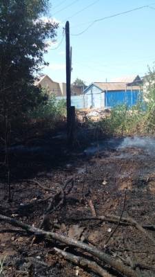 В Астрахани огонь с загоревшегося мусора перекинулся на опору телефонной линии