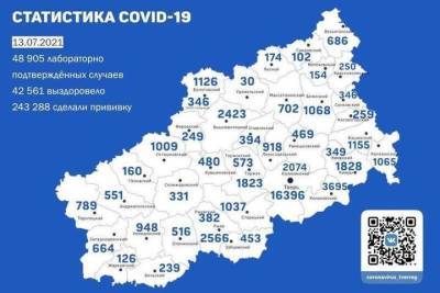 Карта коронавируса: в каких районах Тверской области нашли новых пациентов к 13 июля