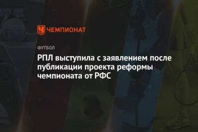 РПЛ выступила с заявлением после публикации проекта реформы чемпионата от РФС