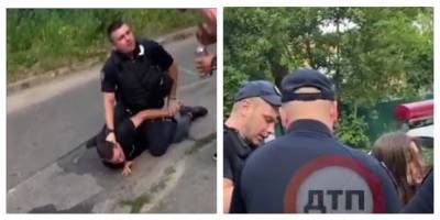 В Киеве девушка помяла полицейскую машину, защищая парня: видео "схватки"
