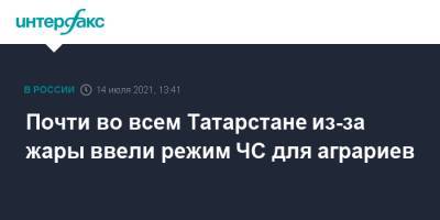 Почти во всем Татарстане из-за жары ввели режим ЧС для аграриев