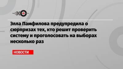 Элла Памфилова предупредила о сюрпризах тех, кто решит проверить систему и проголосовать на выборах несколько раз