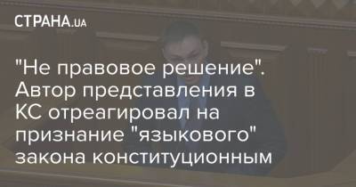 "Не правовое решение". Автор представления в КС отреагировал на признание "языкового" закона конституционным - strana.ua - Украина