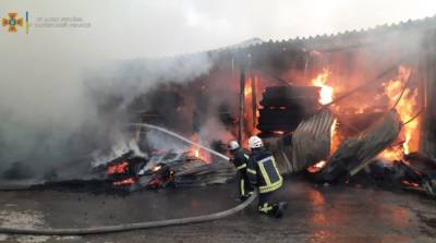 В Харькове произошел крупный пожар на складе древесины