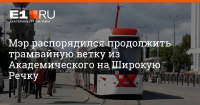 Мэр распорядился продолжить трамвайную ветку из Академического на Широкую Речку