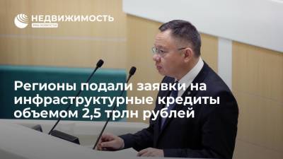 Регионы подали заявки на инфраструктурные кредиты объемом 2,5 трлн рублей