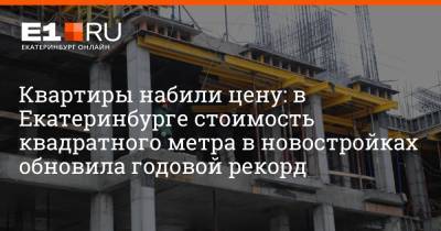 Квартиры набили цену: в Екатеринбурге стоимость квадратного метра в новостройках обновила годовой рекорд