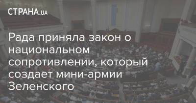 Рада приняла закон о национальном сопротивлении, который создает мини-армии Зеленского