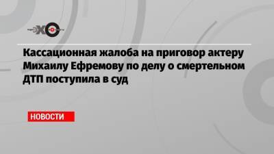 Кассационная жалоба на приговор актеру Михаилу Ефремову по делу о смертельном ДТП поступила в суд