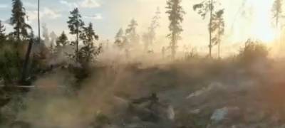 Появились кадры с места разрушительного лесного пожара в Карелии (ВИДЕО)