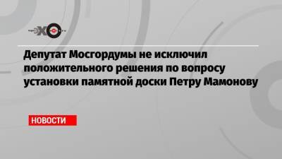 Депутат Мосгордумы не исключил положительного решения по вопросу установки памятной доски Петру Мамонову