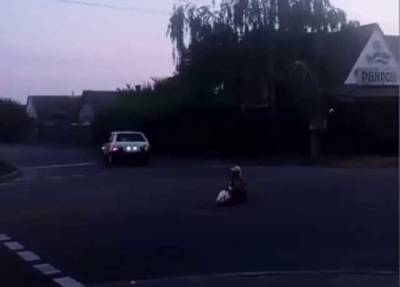 В Мелитополе женщина сидит на проезжей части и бросается под авто