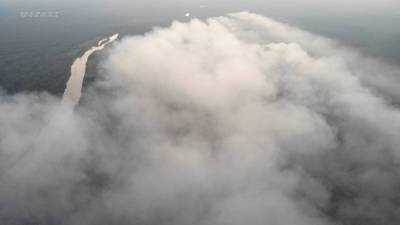 В Большом Сабске смог от лесного пожара окутал небо — фото