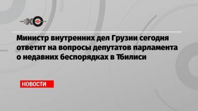 Министр внутренних дел Грузии сегодня ответит на вопросы депутатов парламента о недавних беспорядках в Тбилиси