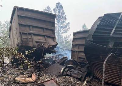 Появилось видео с места столкновения поездов в Амурской области