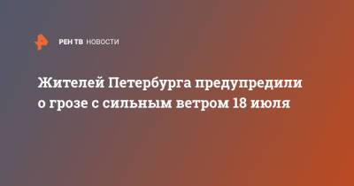 Жителей Петербурга предупредили о грозе с сильным ветром 18 июля